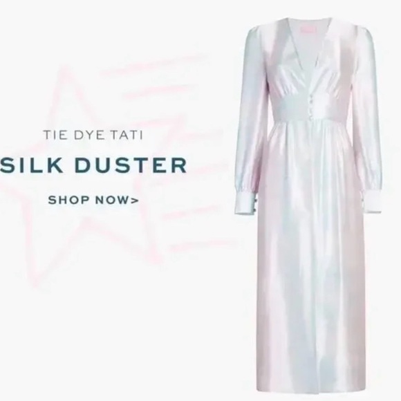 Hill House 100% Mulberry Silk Tati Duster Soft Pink and Blue Dress - Picture 7 of 9